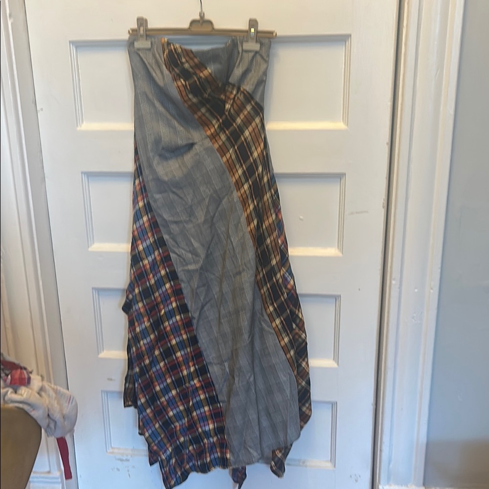 Anthropologie Mixed Plaid Strapless Dress by Maeve. NWT. Size L